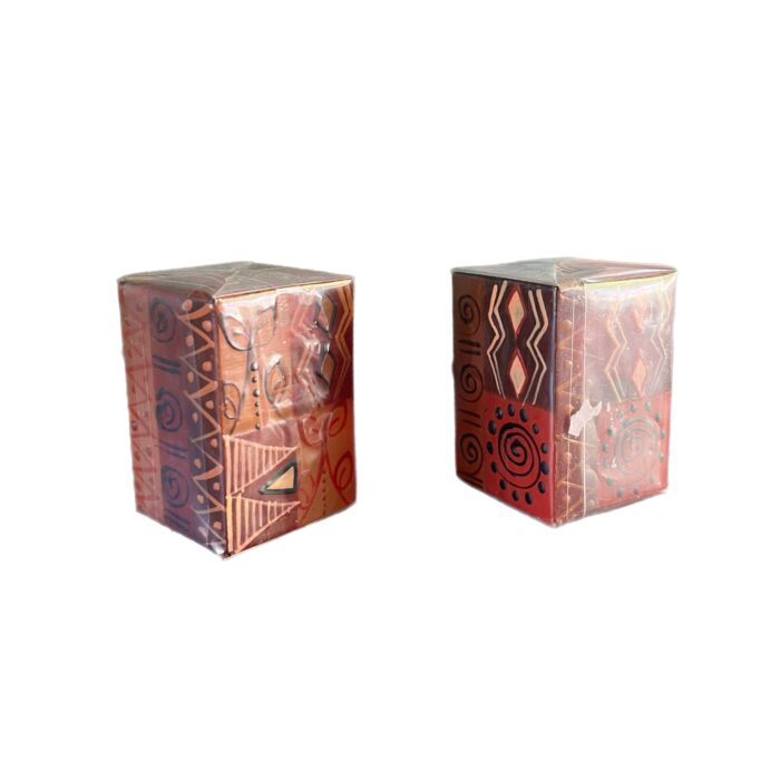 Cube lys med safari print. håndlavet og håndmalet Ved kapula sydafrika